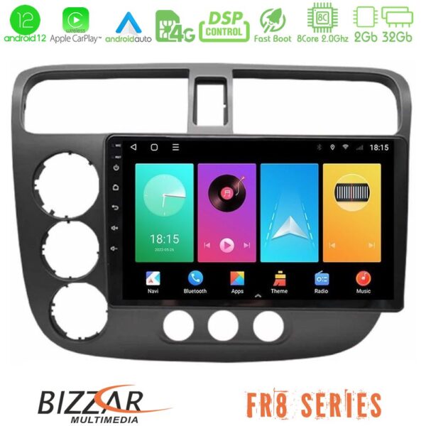 Bizzar FR8 Series Honda Civic 2001-2005 8core Android13 2+32GB Navigation Multimedia Tablet 9"
