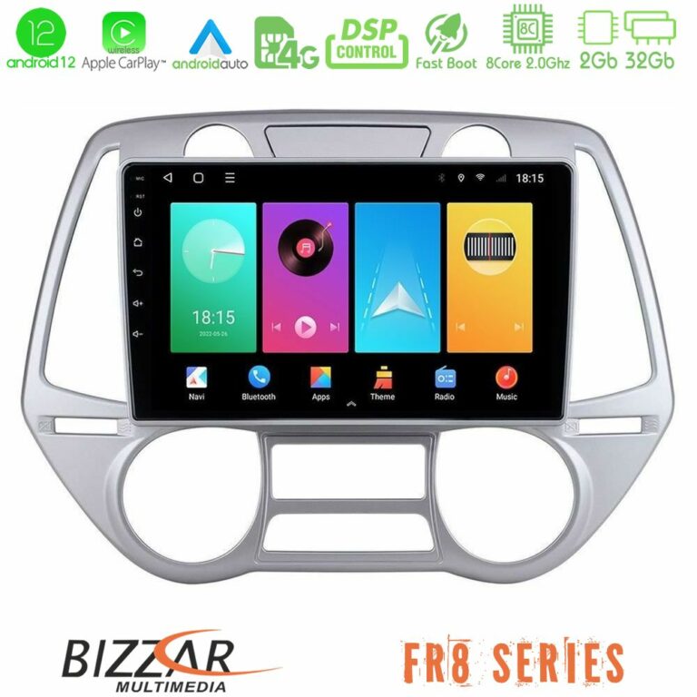 Bizzar FR8 Series Hyundai i20 2009-2012 Auto A/C 8core Android13 2+32GB Navigation Multimedia Tablet 9"