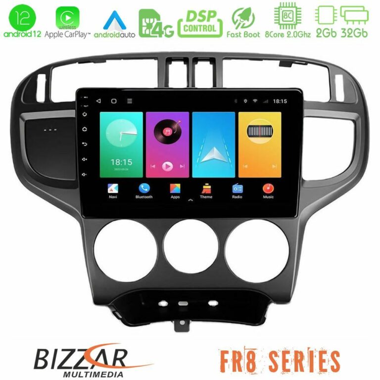 Bizzar FR8 Series FR8 Series Hyundai Matrix 2001-2010 8Core Android12 2+32GB Navigation Multimedia Tablet 9"