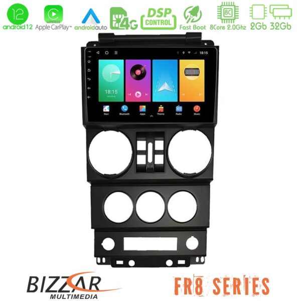 Bizzar Jeep Wrangler 2008-2010 8core Android12 2+32GB Navigation Multimedia Tablet 9"