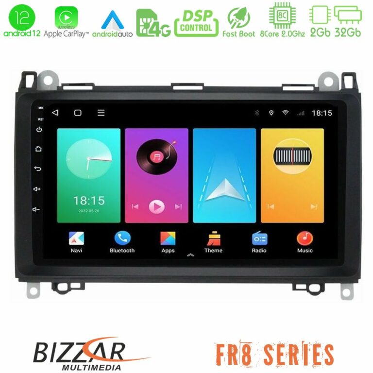 Bizzar FR8 Series Mercedes A/B/Vito/Sprinter Class 8core Android12 2+32GB Navigation Multimedia 9"