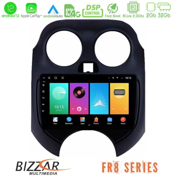 Bizzar FR8 Series Nissan Micra 2011-2014 8core Android12 2+32GB Navigation Multimedia Tablet 9"