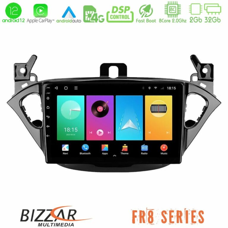 Bizzar FR8 Series Opel Corsa E/Adam 8core Android 12 2+32GB Navigation Multimedia Tablet 9"