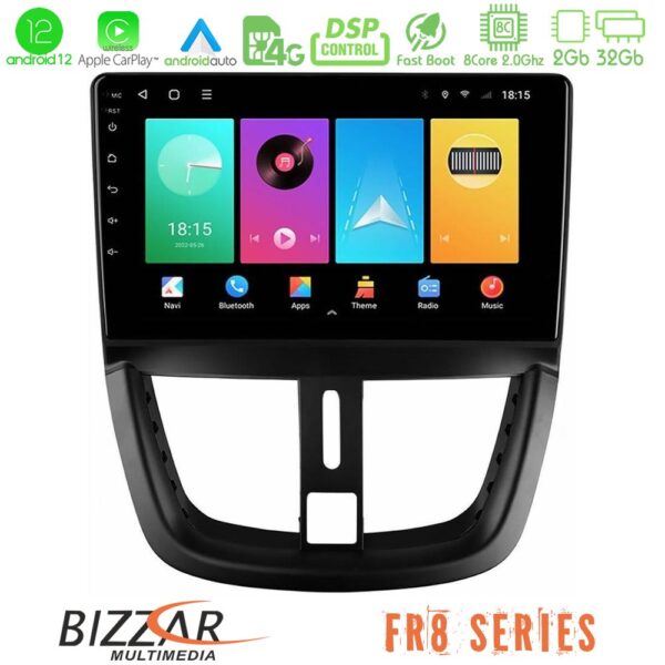 Bizzar FR8 Series Peugeot 207 8core Android13 2+32GB Navigation Multimedia Tablet 9"