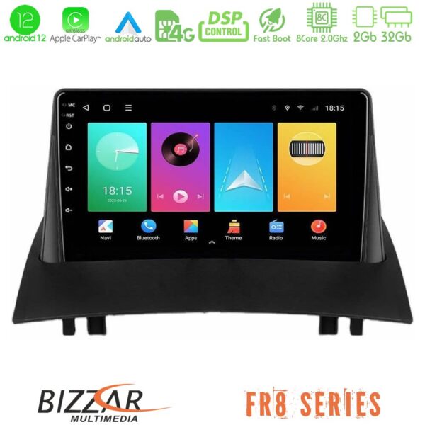 Bizzar FR8 Series FR8 Series Renault Megane 2 2002-2008 8Core Android13 2+32GB Navigation Multimedia Tablet 9"