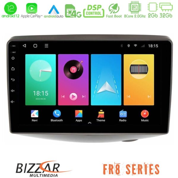 Bizzar FR8 Series Toyota Yaris 1999 - 2006 8core Android13 2+32GB Navigation Multimedia Tablet 9"