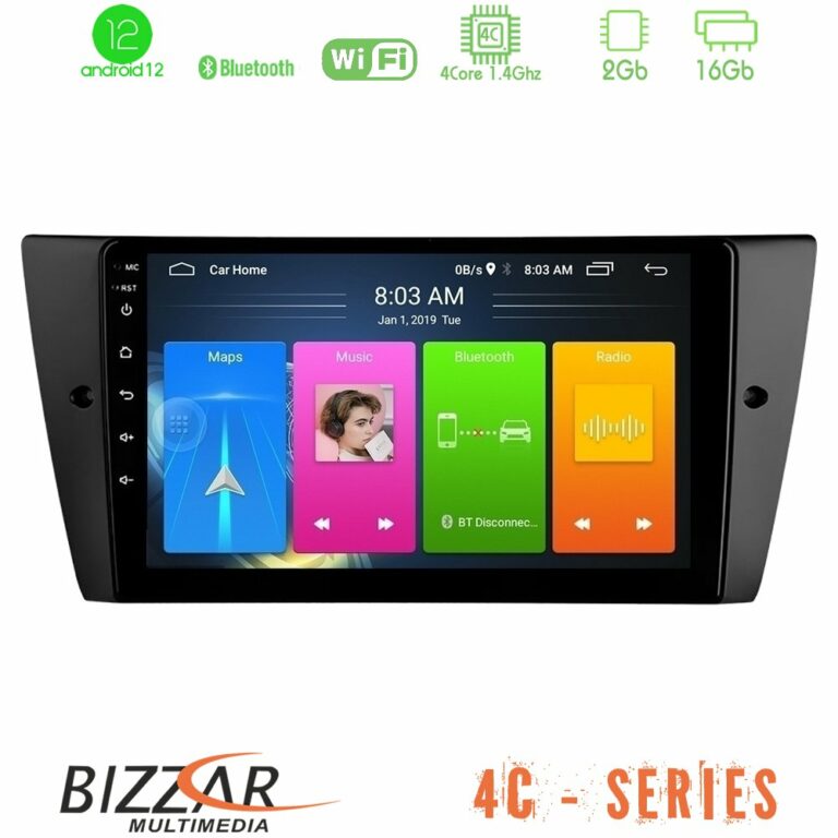 Bizzar 4C Series BMW 3 Series 2006-2011 4Core Android12 2+16GB Navigation Multimedia Tablet 9"