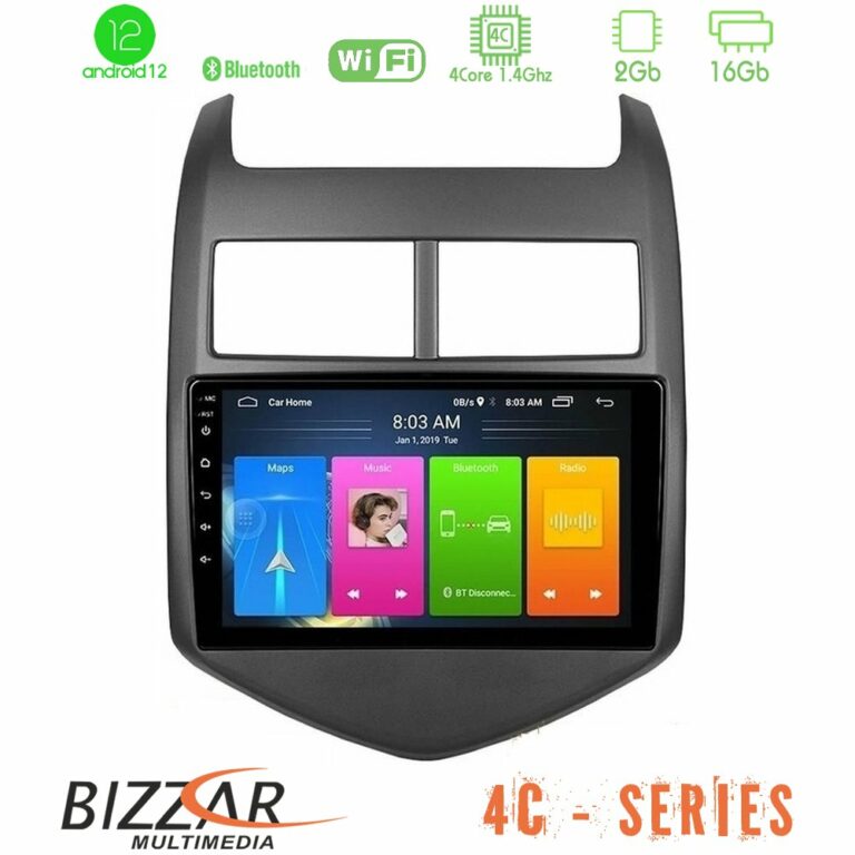 Bizzar 4C Series Chevrolet Aveo 2011-2017 4Core Android12 2+16GB Navigation Multimedia Tablet 9"