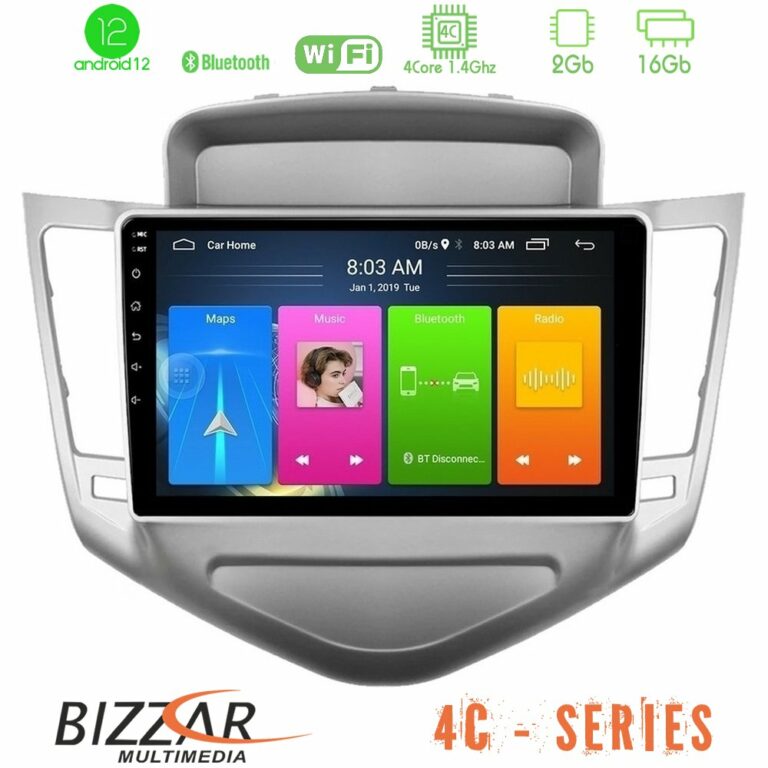 Bizzar 4C Series Chevrolet Cruze 2009-2012 4Core Android12 2+16GB Navigation Multimedia Tablet 9"