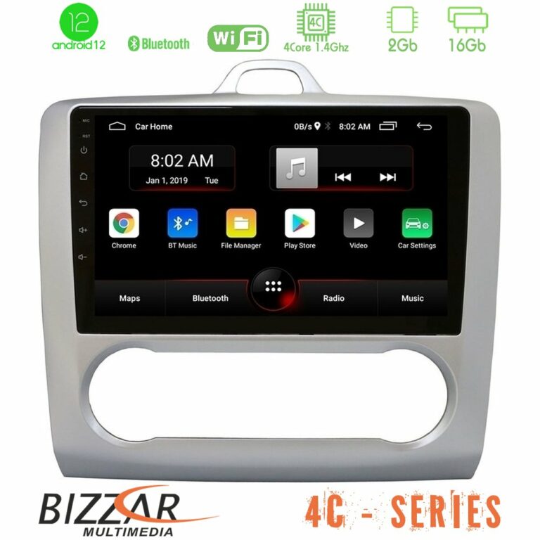 Bizzar 4C Series Ford Focus Auto AC 4Core Android12 2+16GB Navigation Multimedia 9"