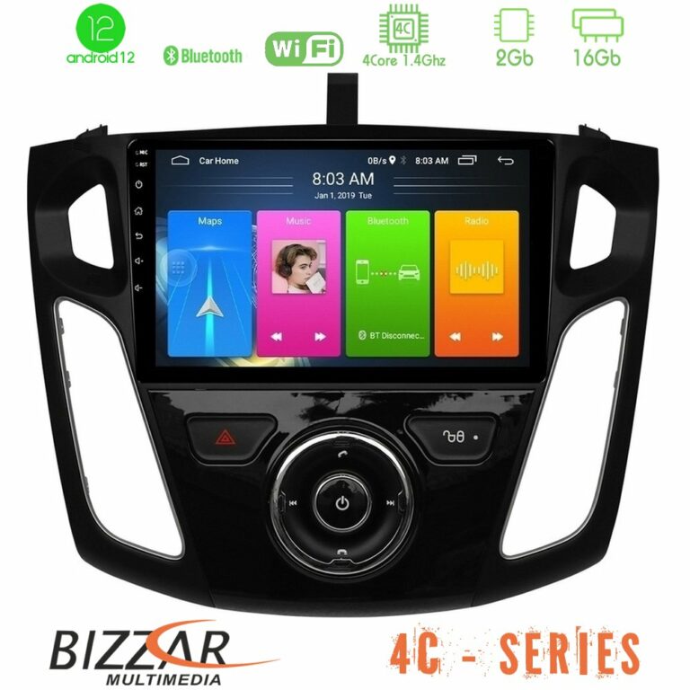 Bizzar 4C Series Ford Focus 2012-2018 4Core Android12 2+16GB Navigation Multimedia Tablet 9"