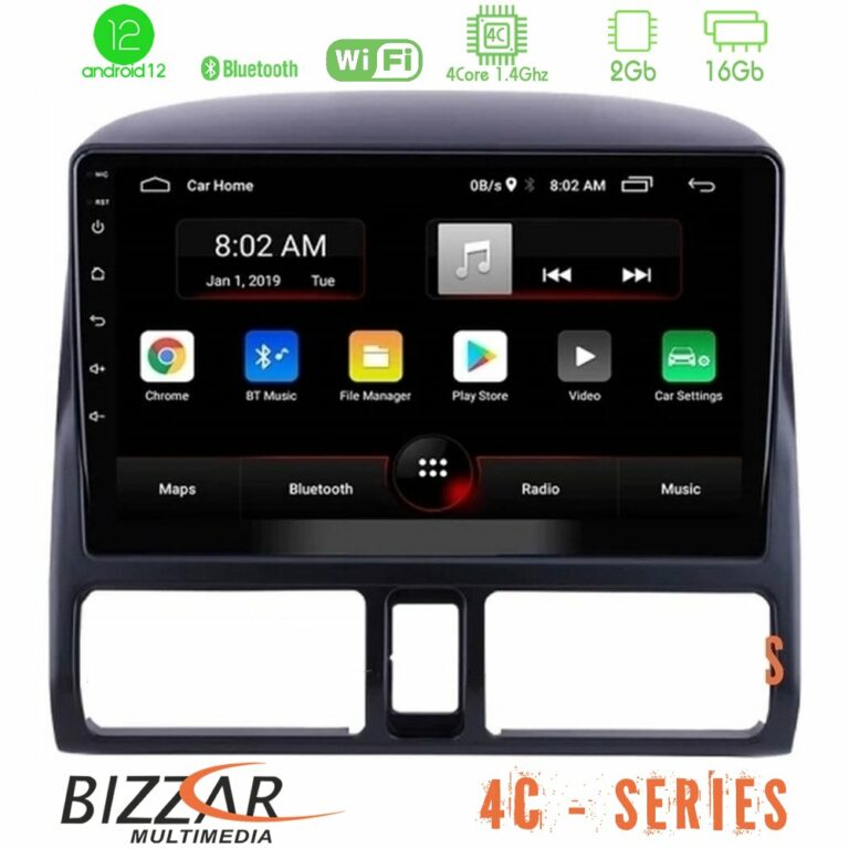 Bizzar 4C Series Honda CRV 2002-2006 4Core Android12 2+16GB Navigation Multimedia Tablet 9"