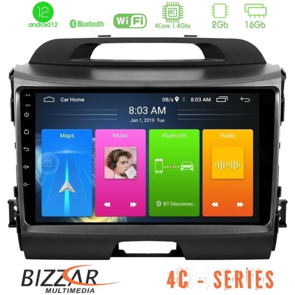Bizzar 4C Series Kia Sportage 4Core Android12 2+16GB Navigation Multimedia Tablet 9"