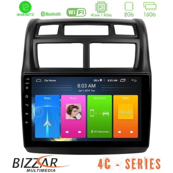 Bizzar 4C Series Kia Sportage 2005-2008 4Core Android12 2+16GB Navigation Multimedia Tablet 9"