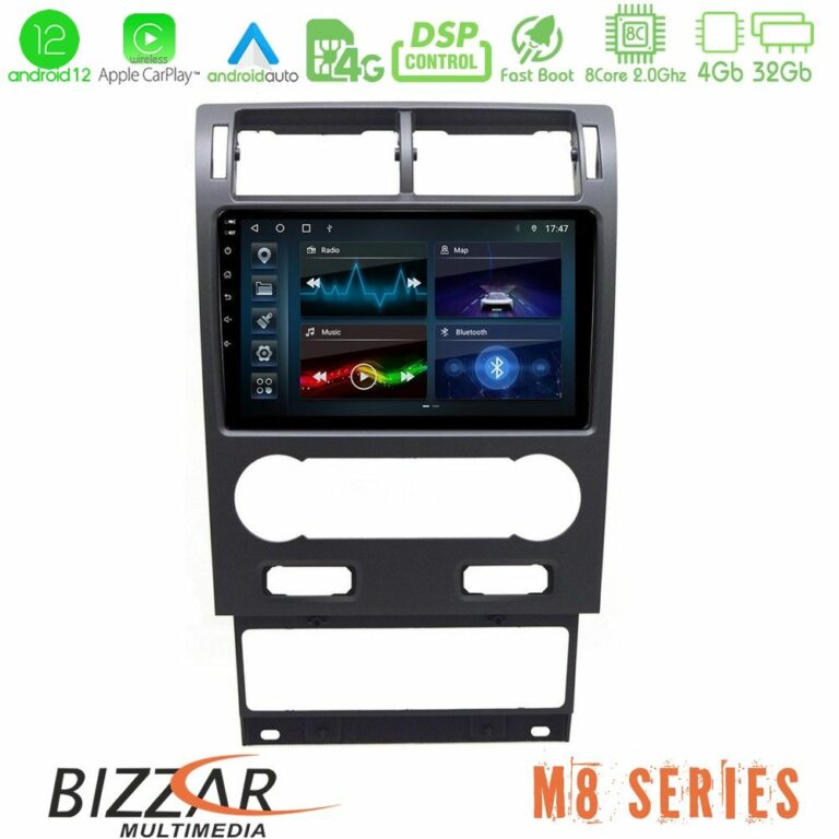 Bizzar M8 Series Ford Mondeo 2004-2007 8core Android12 4+32GB Navigation Multimedia Tablet 9"