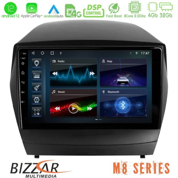 Bizzar M8 Series Hyundai IX35 Auto A/C 8core Android13 4+32GB Navigation Multimedia Tablet 9"