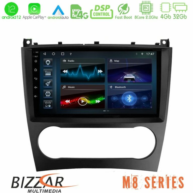 Bizzar M8 Series Mercedes W203 Facelift 8core Android12 4+32GB Navigation Multimedia Tablet 9"