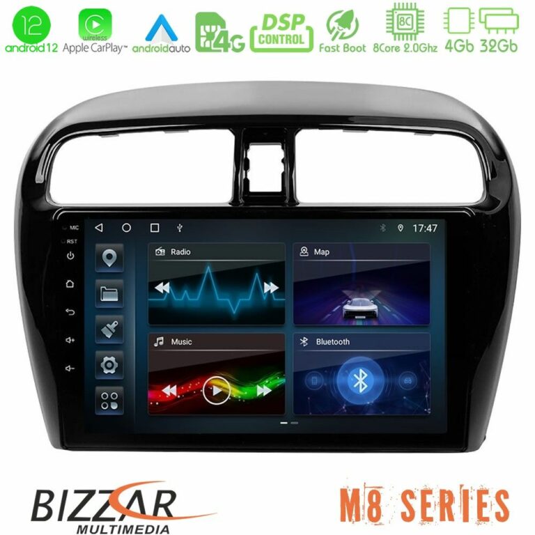 Bizzar M8 Series Mitsubishi Space Star 2013-2016 8core Android12 4+32GB Navigation Multimedia Tablet 9"