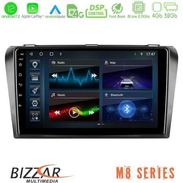 Bizzar M8 Series Mazda 3 2004-2009 8core Android12 4+32GB Navigation Multimedia Tablet 9"