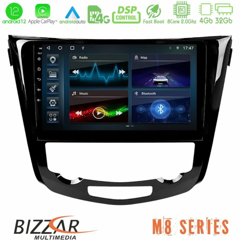 Bizzar M8 Series Nissan Qashqai J11 (AUTO A/C) 8core Android12 4+32GB Navigation Multimedia Tablet 10"