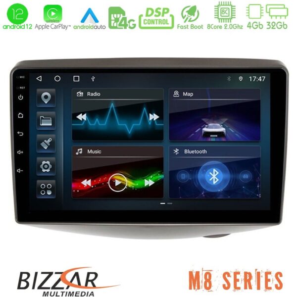 Bizzar M8 Series Toyota Yaris 1999 - 2006 8core Android12 4+32GB Navigation Multimedia Tablet 9"