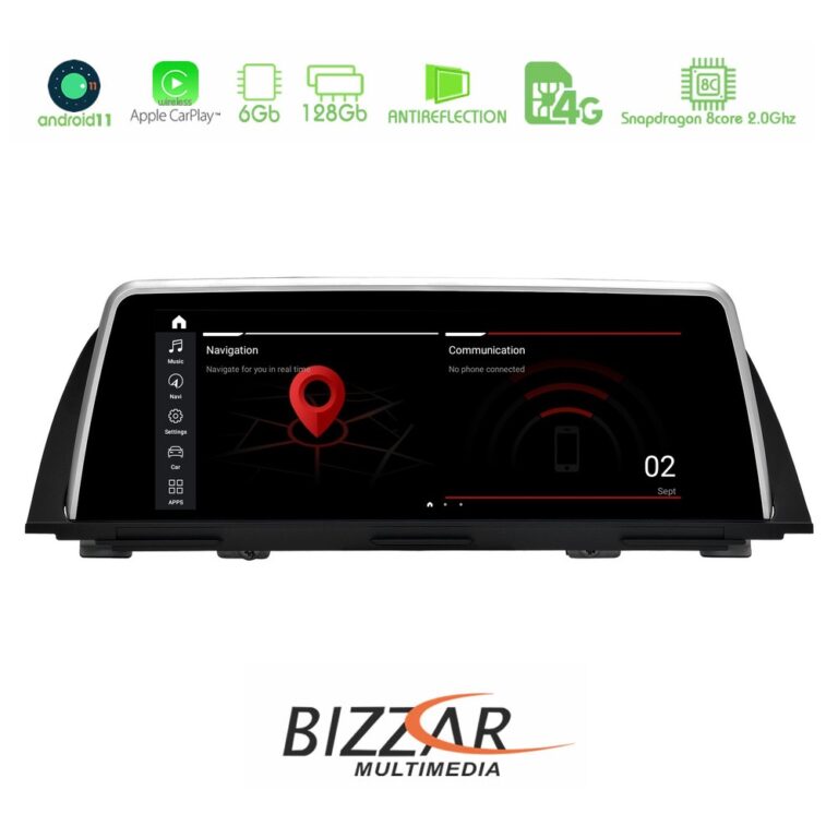 BMW 5 Series F10/F11 CIC Android11 (6+128GB) Navigation Multimedia 10.25″ HD Black Panel