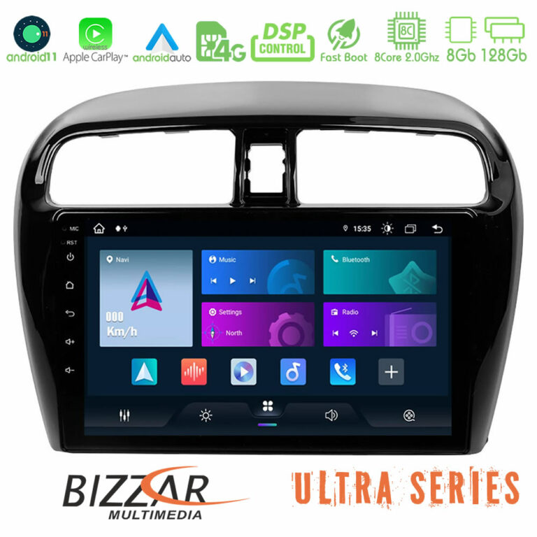 Bizzar Ultra Series Mitsubishi Space Star 2013-2016 8core Android 11 8+128GB Navigation Multimedia Tablet 9"