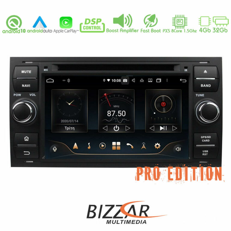 Bizzar Pro Edition Ford -2007 Android 10 8core Navigation Multimedia (Μαύρο Χρώμα)