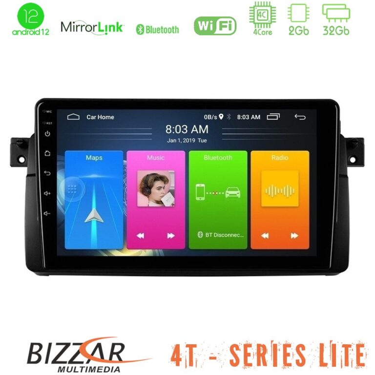 Bizzar 4T Series BMW E46 4Core Android12 2+32GB Navigation Multimedia Tablet 9"