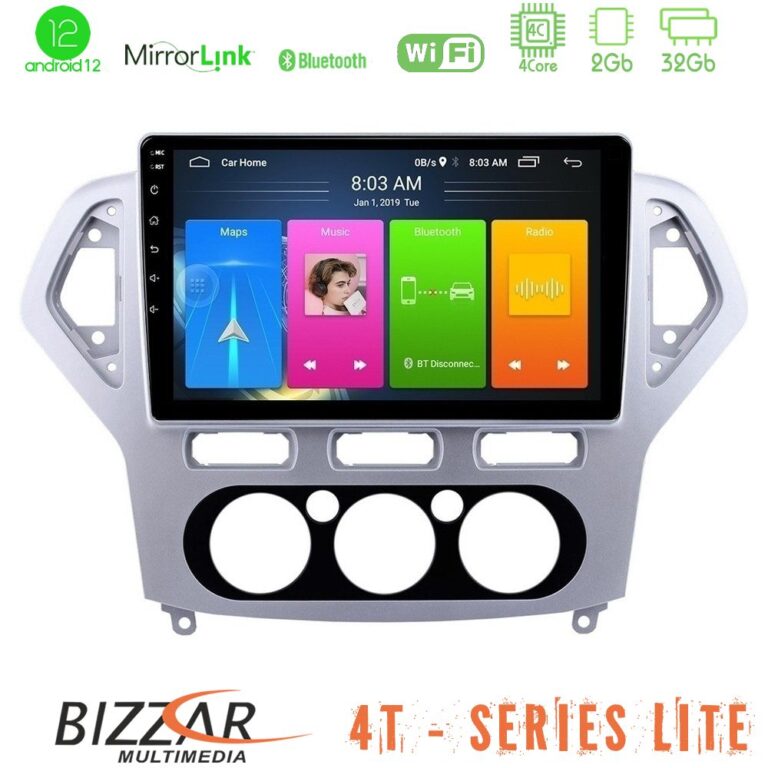 Bizzar 4T Series Ford Mondeo 2007-2010 Manual A/C 4Core Android12 2+32GB Navigation Multimedia Tablet 10"