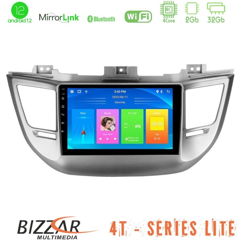 Bizzar 4T Series Hyundai Tucson 2015-2018 4Core Android12 2+32GB Navigation Multimedia Tablet 9"