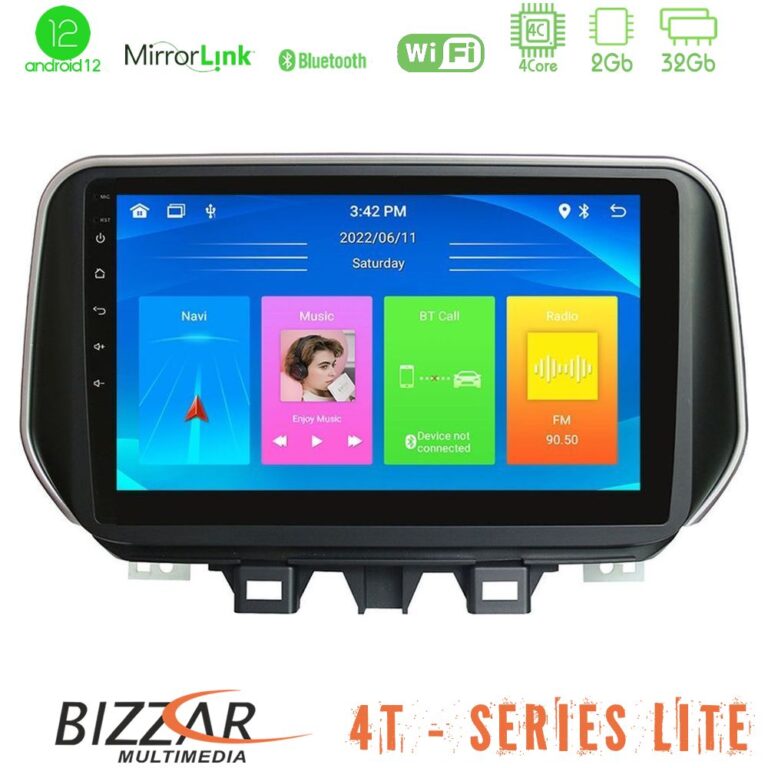 Bizzar 4T Series Hyundai Tucson 2019-> 4Core Android12 2+32GB Navigation Multimedia Tablet 9"