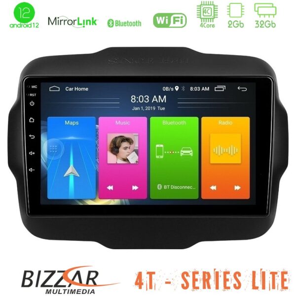 Bizzar 4T Series Jeep Renegade 2015-2019 4Core Android12 2+32GB Navigation Multimedia Tablet 9"