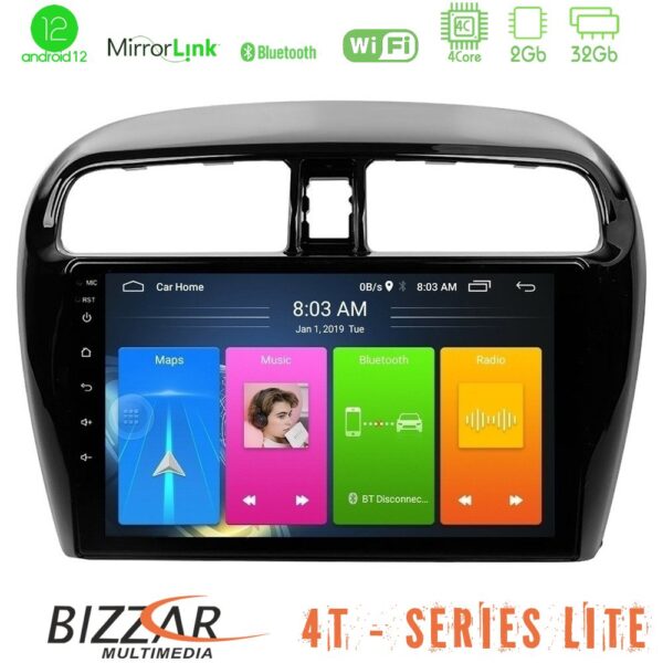 Bizzar 4T Series Mitsubishi Space Star 2013-2016 4Core Android12 2+32GB Navigation Multimedia Tablet 9"