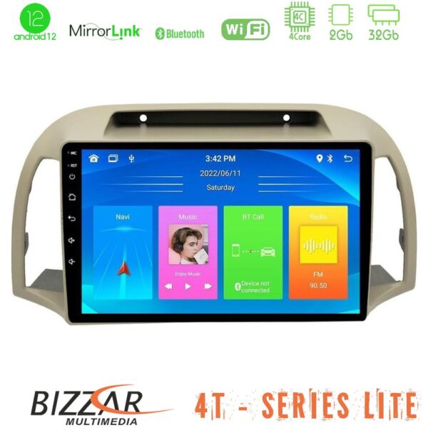 Bizzar 4T Series Nissan Micra K12 2002-2010 4Core Android12 2+32GB Navigation Multimedia Tablet 9"