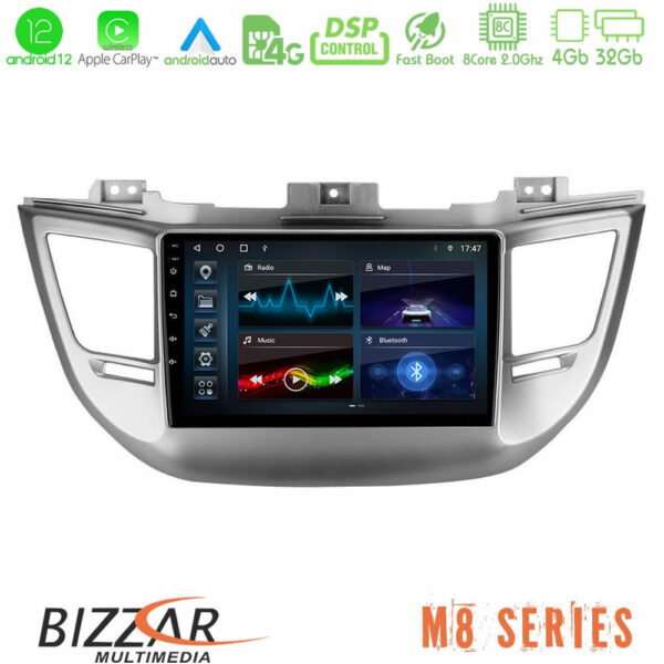 Bizzar M8 Series Hyundai Tucson 2015-2018 8Core Android12 4+32GB Navigation Multimedia Tablet 9"