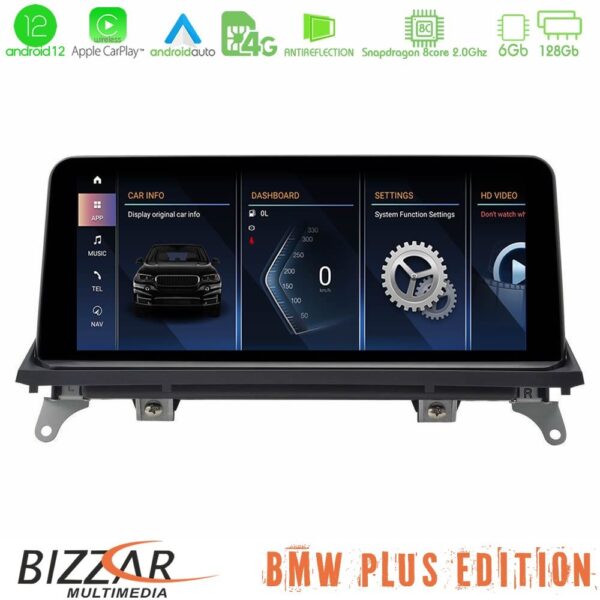 BMW X5 & X6 (CIC) Android 12 (6+128GB) Navigation Multimedia 10.25″ HD Black Panel