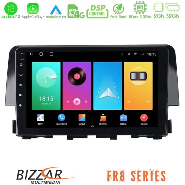 Bizzar FR8 Series Honda Civic 2016-2020 8core Android13 2+32GB Navigation Multimedia 9"