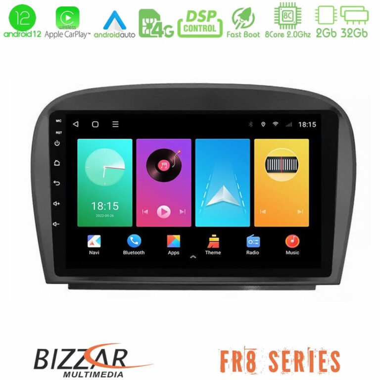 Bizzar FR8 Series Mercedes SL Class 2005-2011 4Core Android12 2+32GB Navigation Multimedia Tablet 9"