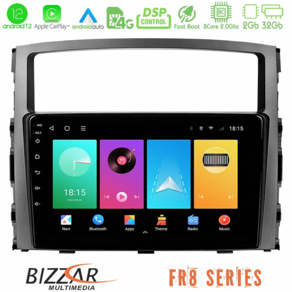 Bizzar FR8 Series Mitsubishi Pajero 2008-2009 8core Android12 2+32GB Navigation Multimedia Tablet 9"