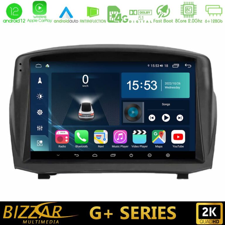 Bizzar G+ Series Ford Fiesta 2008-2012 8core Android12 6+128GB Navigation Multimedia Tablet 9" (Oem Style)