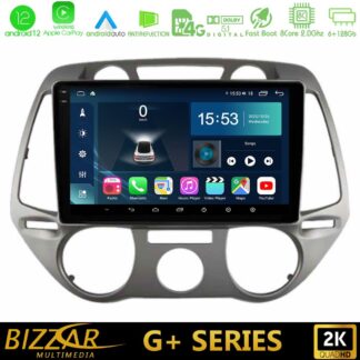 Bizzar G+ Series Hyundai i20 2009-2012 Manual A/C 8core Android12 6+128GB Navigation Multimedia Tablet 9"