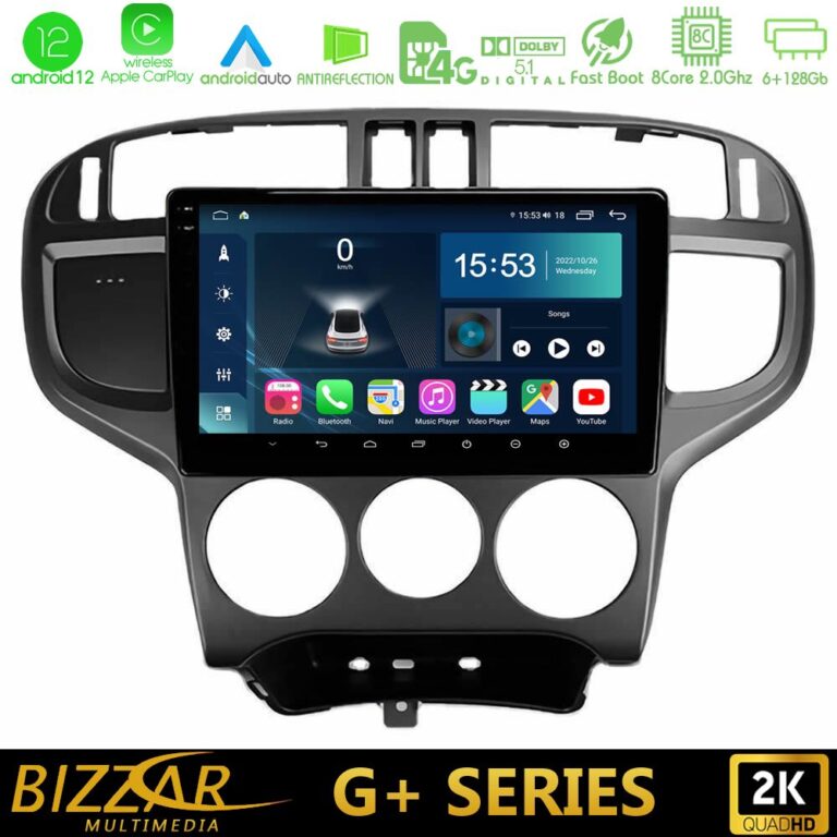 Bizzar G+ Series Hyundai Matrix 2001-2010 8Core Android12 6+128GB Navigation Multimedia Tablet 9"