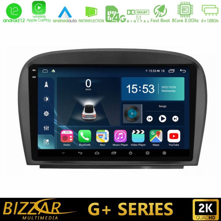 Bizzar G+ Series Mercedes SL Class 2005-2011 8Core Android12 6+128GB Navigation Multimedia Tablet 9"