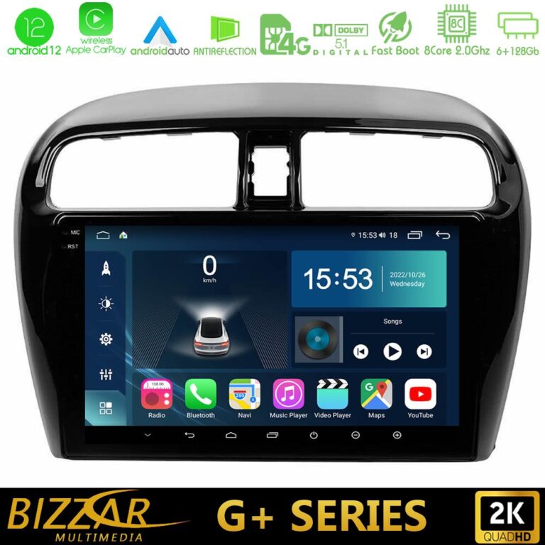 Bizzar G+ Series Mitsubishi Space Star 2013-2016 8core Android12 6+128GB Navigation Multimedia Tablet 9"