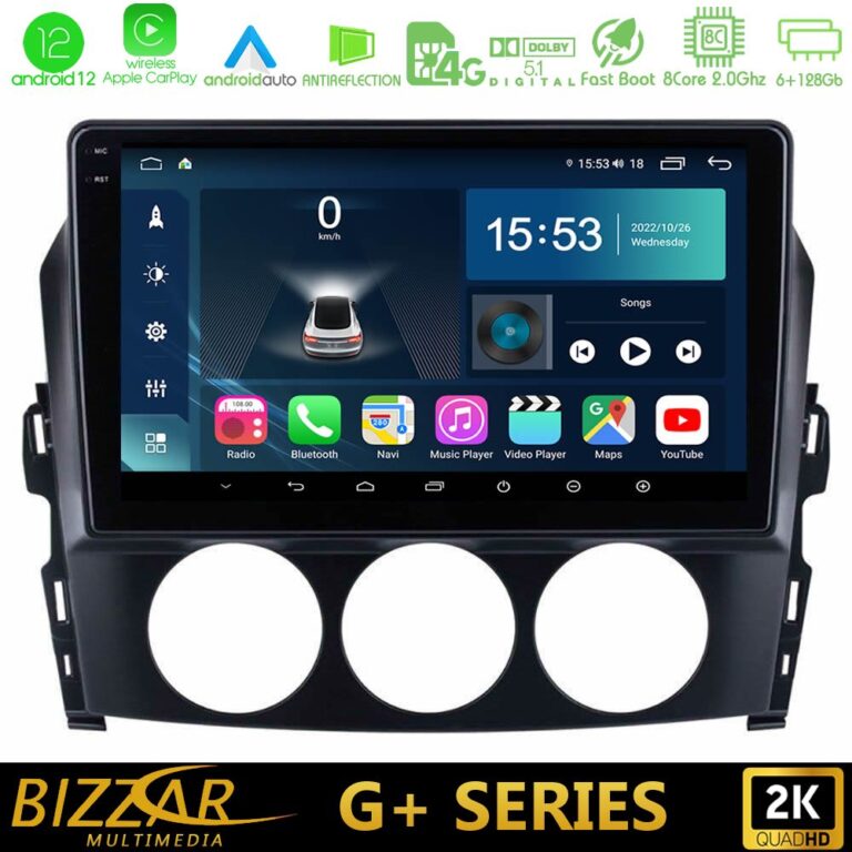 Bizzar G+ Series Mazda MX-5 2005-2015 8core Android12 6+128GB Navigation Multimedia Tablet 9"