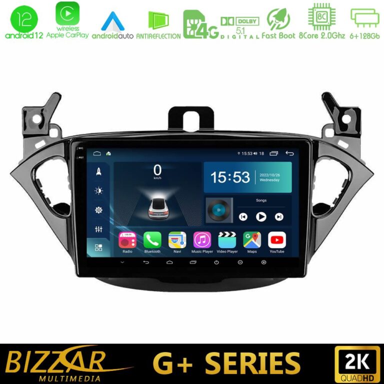 Bizzar G+ Series Opel Corsa E/Adam 8core Android12 6+128GB Navigation Multimedia Tablet 9"