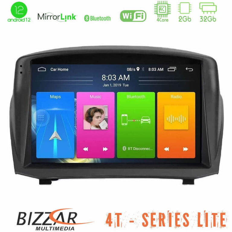 Bizzar 4T Series Ford Fiesta 2008-2012 4core Android12 2+32GB Navigation Multimedia Tablet 9" (Oem Style)