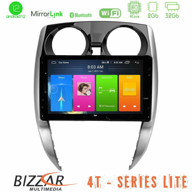 Bizzar 4T Series Nissan Note 2013-2018 4core Android12 2+32GB Navigation Multimedia Tablet 10"