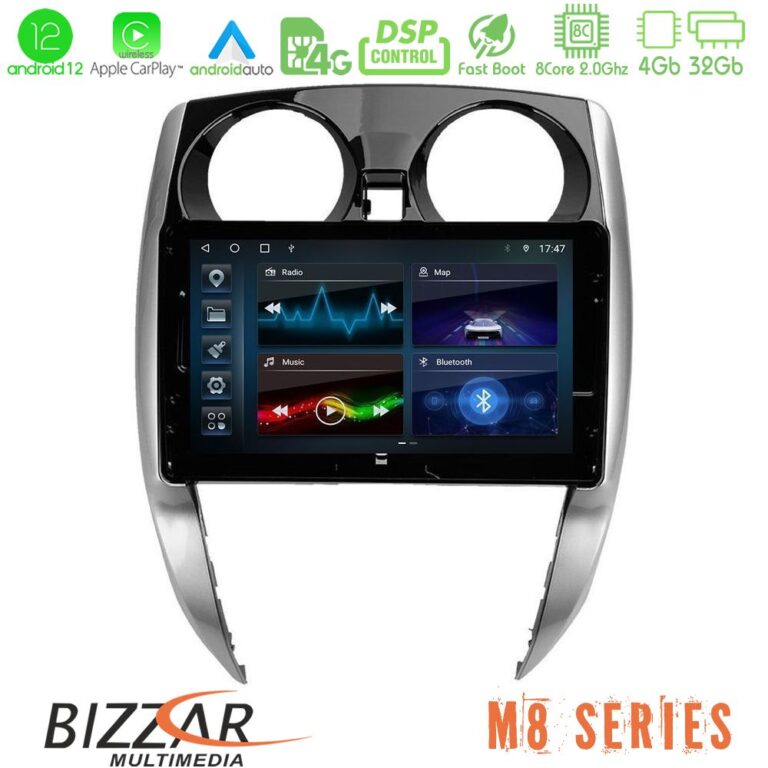 Bizzar M8 Series Nissan Note 2013-2018 8core Android12 4+32GB Navigation Multimedia Tablet 10"